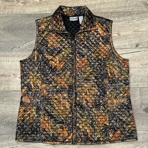 CHICOS Womens Vest Metallic Quilted Size 2 Travel Outdoors‎ Casual Athelisure